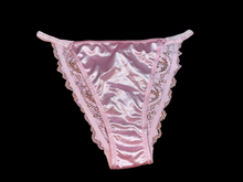 Load image into Gallery viewer, BABY PINK SATIN TANGA PANTIES