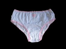 Load image into Gallery viewer, WHITE COTTON HEART FULL BACKS WITH LIGHT PINK BOW