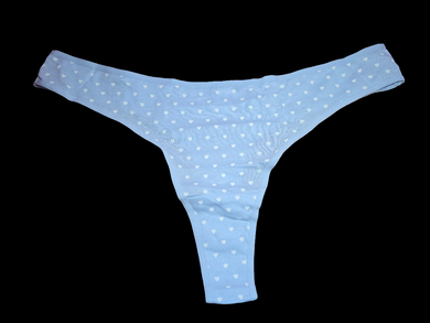 BLUE COTTON HEART THONG