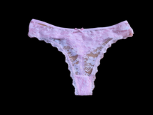 Load image into Gallery viewer, BABY PINK COTTON LACE THONG WITH BOW