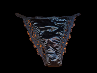 BLACK SATIN TANGA PANTIES