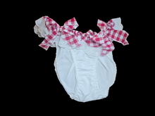 Load image into Gallery viewer, WHITE &amp; RED CHECKERED FULL BACKS WITH BOW