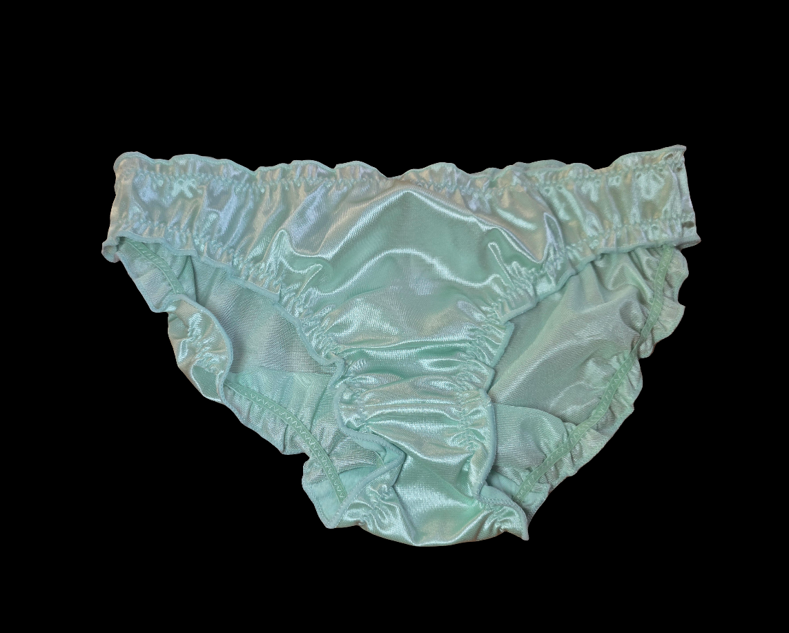 GREEN SATIN RUFFLE FULL BACKS