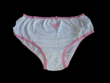 Load image into Gallery viewer, WHITE COTTON HEART FULL BACKS WITH PINK BOW