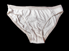 Load image into Gallery viewer, White used panties, pre-loved and available for discreet purchase with fast shipping.