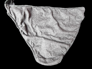 Grey used panties, pre-loved and available for discreet purchase with fast shipping.