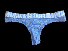 Load image into Gallery viewer, Blue used panties, pre-loved and available for discreet purchase with fast shipping.