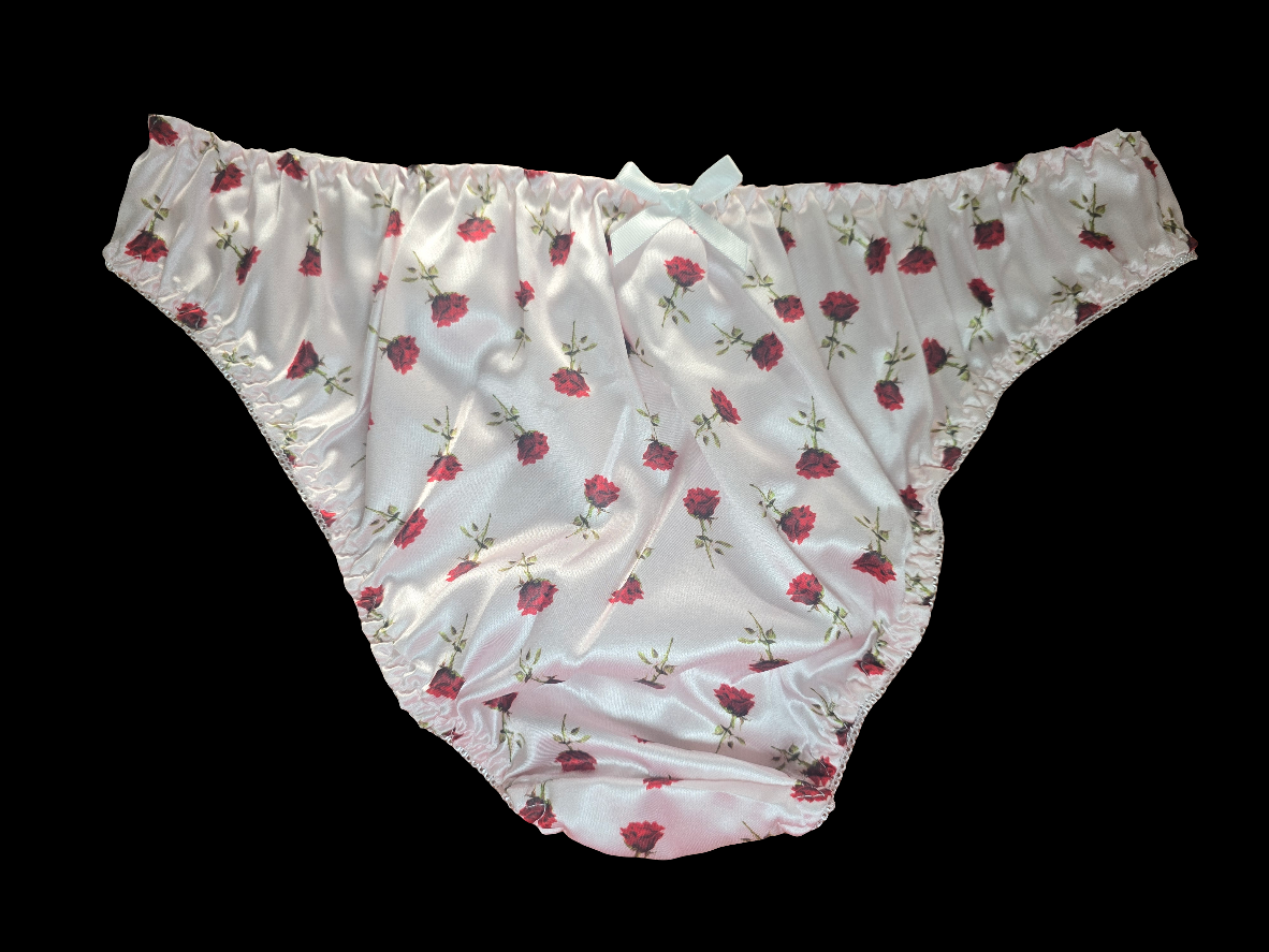 BABY PINK SATIN ROSE PANTIES