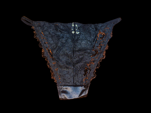 BLACK SATIN TANGA PANTIES