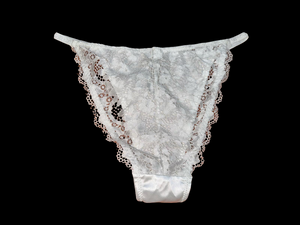 WHITE SATIN TANGA PANTIES