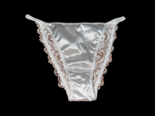 Load image into Gallery viewer, WHITE SATIN TANGA PANTIES