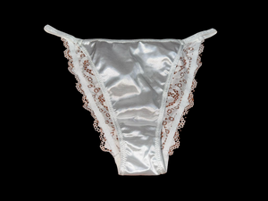 WHITE SATIN TANGA PANTIES