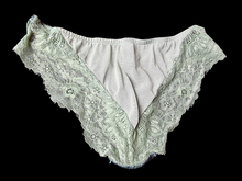 Load image into Gallery viewer, Green used panties, pre-loved and available for discreet purchase with fast shipping.