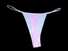 Load image into Gallery viewer, PINK &amp; WHITE STRIPED THONG