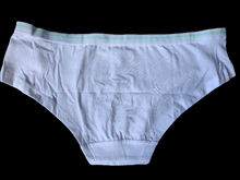 Load image into Gallery viewer, White used panties, pre-loved and available for discreet purchase with fast shipping.