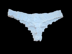 WHITE SATIN RUFFLE THONG