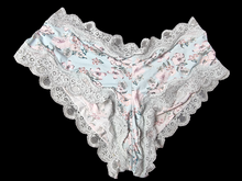 Load image into Gallery viewer, Blue used panties, pre-loved and available for discreet purchase with fast shipping.