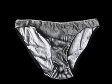 Load image into Gallery viewer, Black used panties, pre-loved and available for discreet purchase with fast shipping.