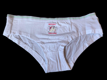 Load image into Gallery viewer, White used panties, pre-loved and available for discreet purchase with fast shipping.