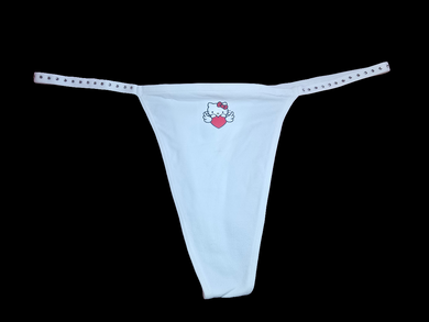 WHITE HELLO KITTY DIAMANTE THONG