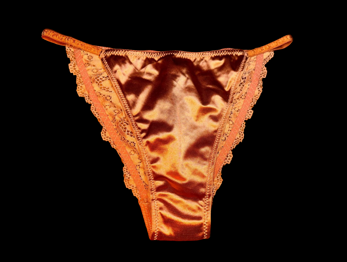 ORANGE SATIN TANGA PANTIES