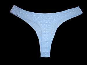 BLUE COTTON HEART THONG