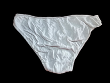 Load image into Gallery viewer, White used panties, pre-loved and available for discreet purchase with fast shipping.