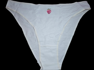 WHITE COTTON STRAWBERRY HIGH LEG PANTIES